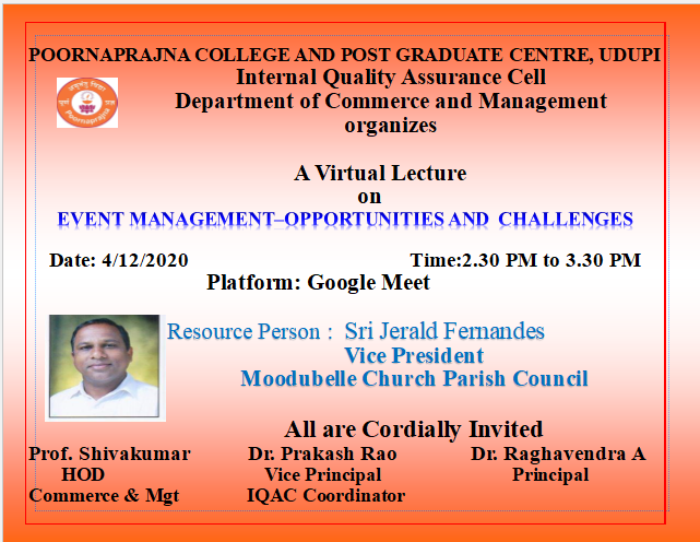 A Virtual Lecture on Event Management – Challenges and opportunities