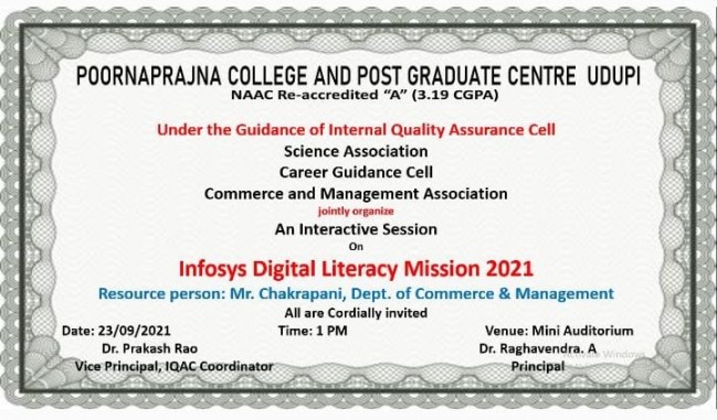 Interactive Session on Infosys Digital Literacy Mission 2021 