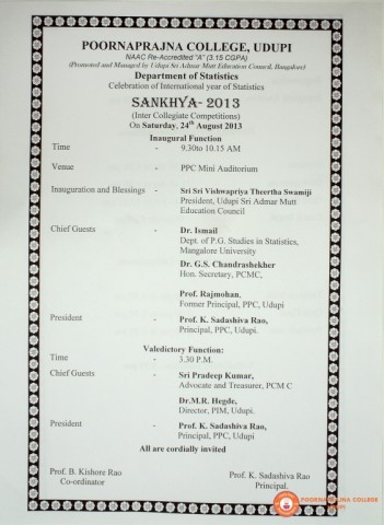 Sankhya fest (Inter collegiate Competition) on Saturday 24-08-2013