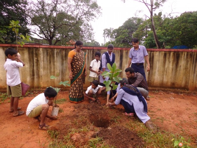 planting sapples on the  vanamahothsava at adi udupi primary school