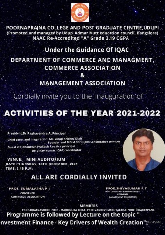  Inauguration of commerce and Management Association 2021- 2022 
