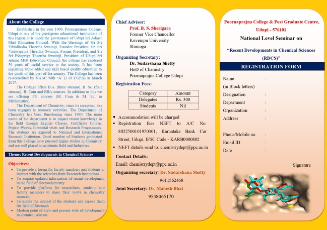 National Level Seminar on Recant Developments in Chemical Science RDCS