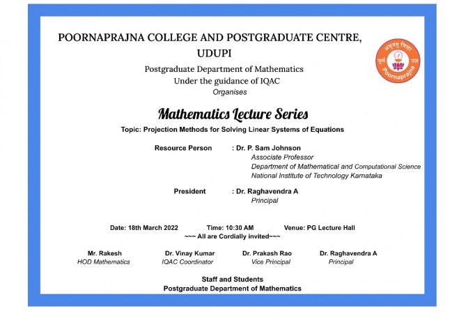 Mathematics Lecture Series 
