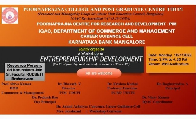 Workshop on Entrepreneurship Development Program
