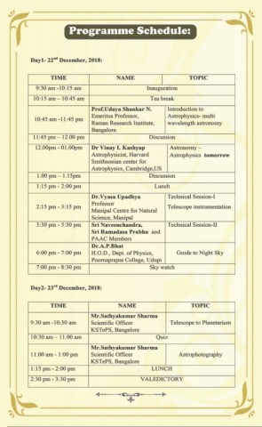 Two day workshop on " Journey of Telescopes"